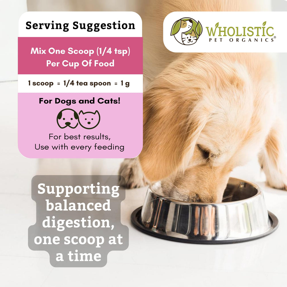 Wholistic Pet Organics probiotics dogs meal-mixing helps digest homemade meals