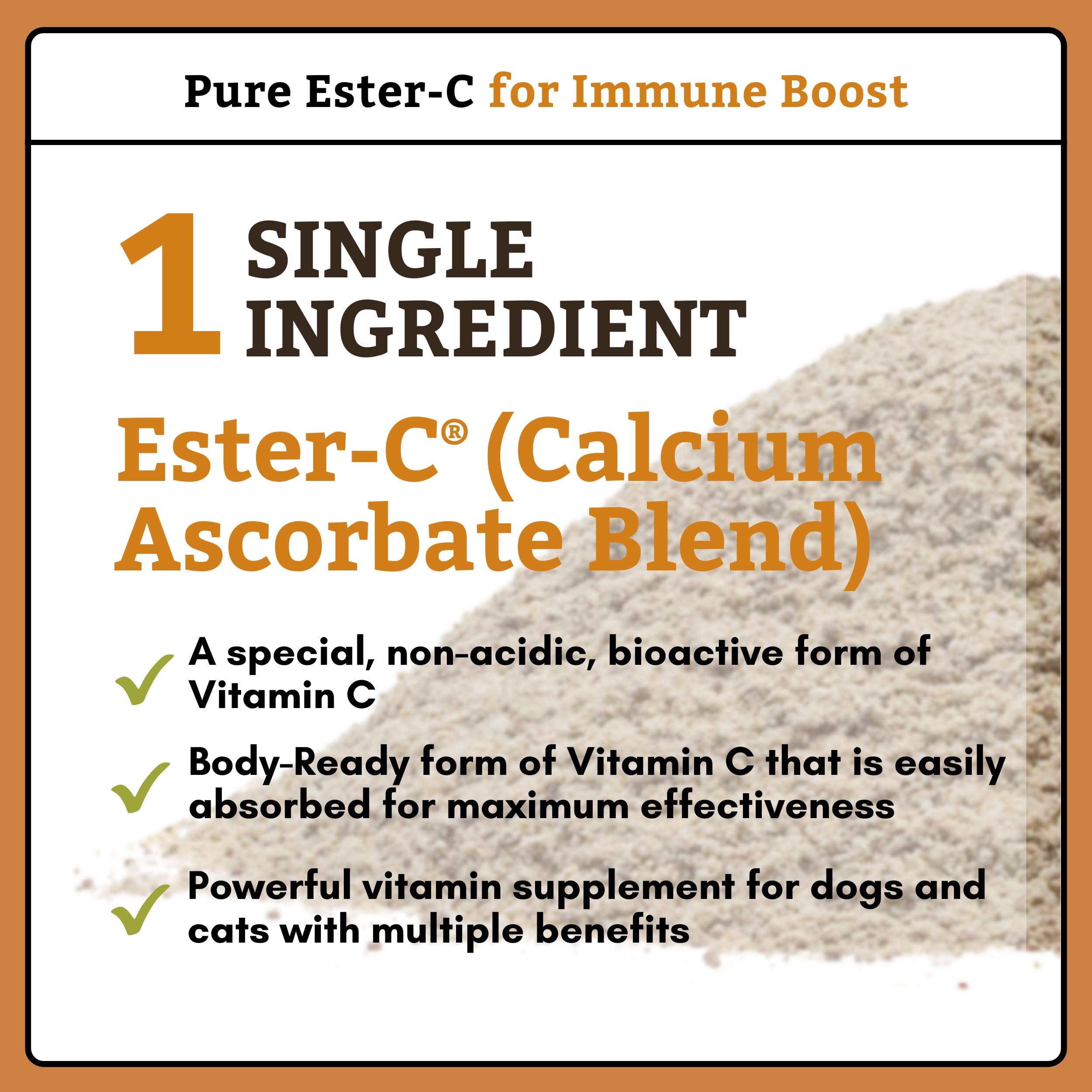 Wholistic Ester-C powder dissolving into dog meal for convenient immune support