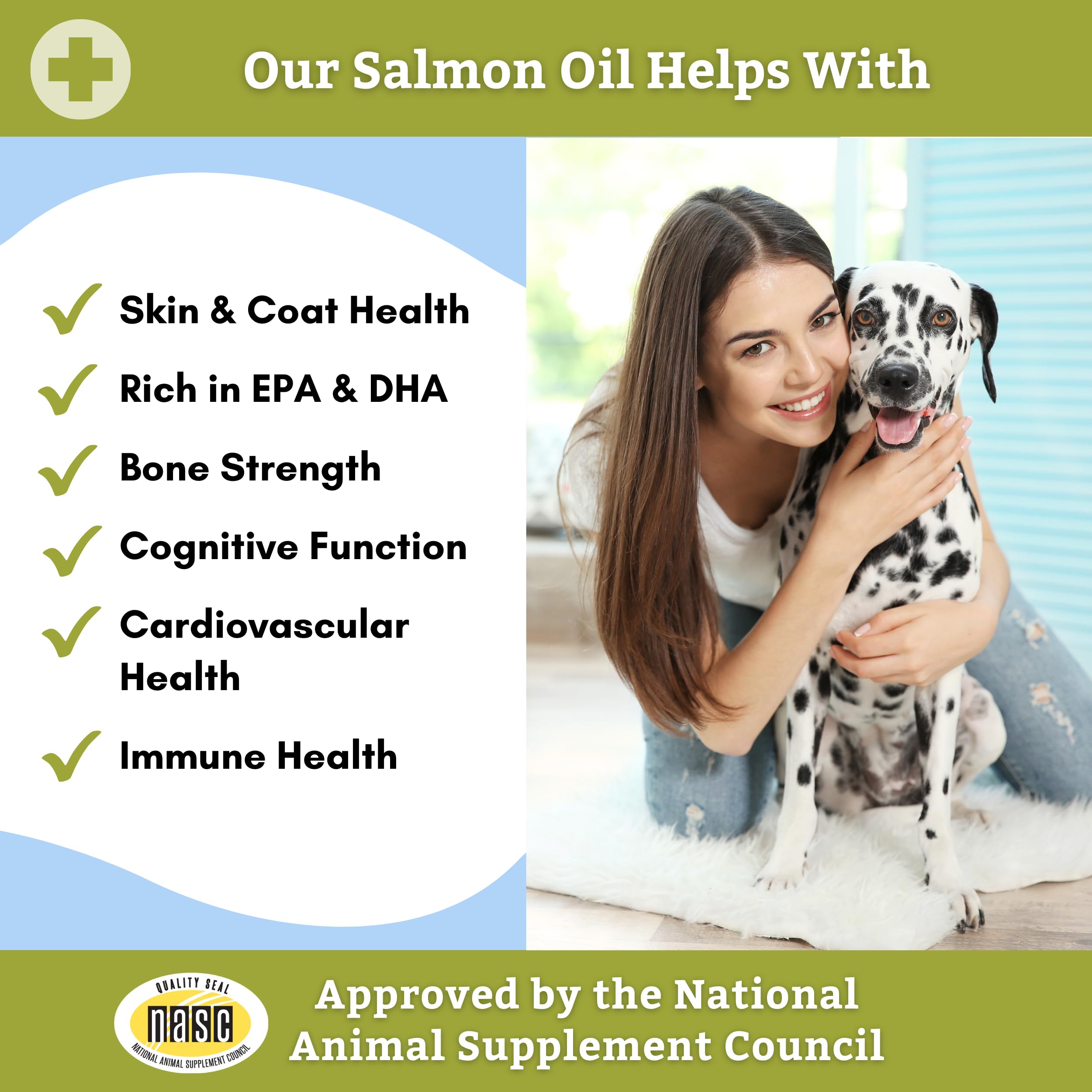 Wholistic Pet Organics salmon oil glass bottle close-up highlights premium packaging.
