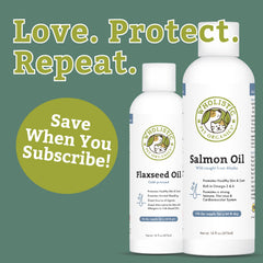 Wholistic Pet Organics salmon oil pour shows easy-to-dispense bottle for daily use.