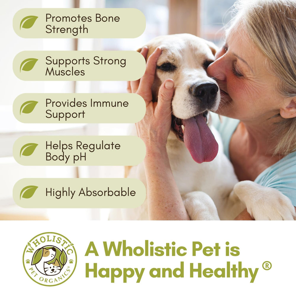 Wholistic Pet Organics Sea Coral Calcium clean-label ingredients close-up.