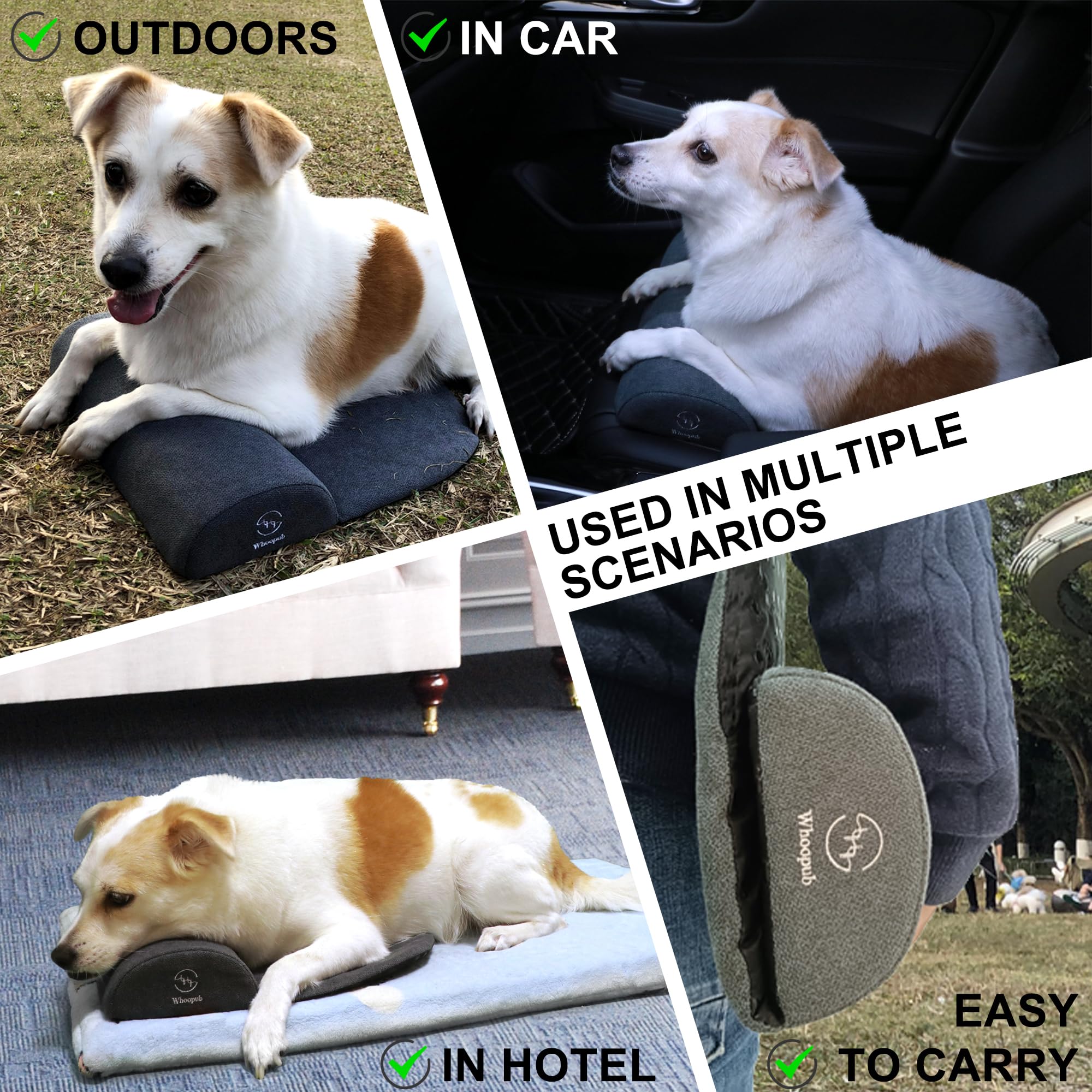 Whoopub dog bolster pillow large foam-core detail emphasizes high resilience for lasting support.