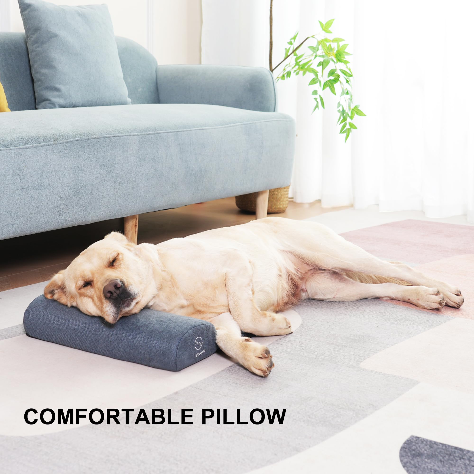 Whoopub dog bolster pillow large neck-support view highlights ergonomic shaping for cervical comfort.