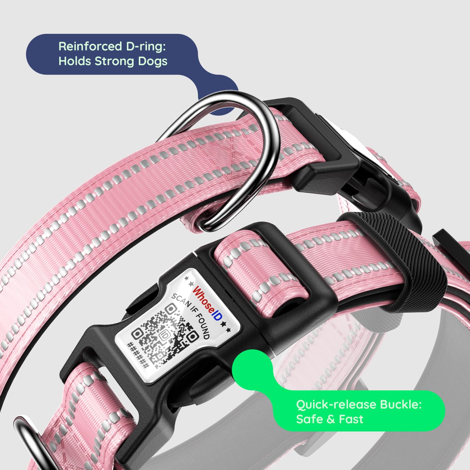 WhoseID Airtag dog collar three-size adjustable strap