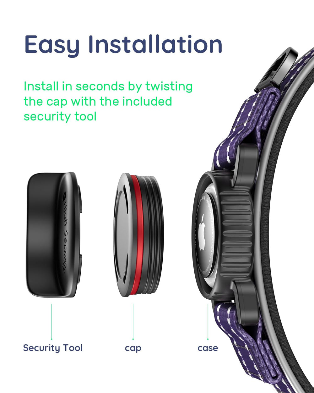 WhoseID Airtag Dog Collar IPX8 waterproof cover protects AirTag in rain