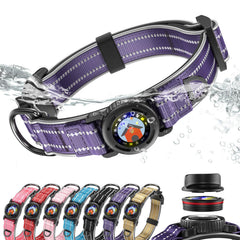 WhoseID Airtag Dog Collar purple soft padded for all-day comfort