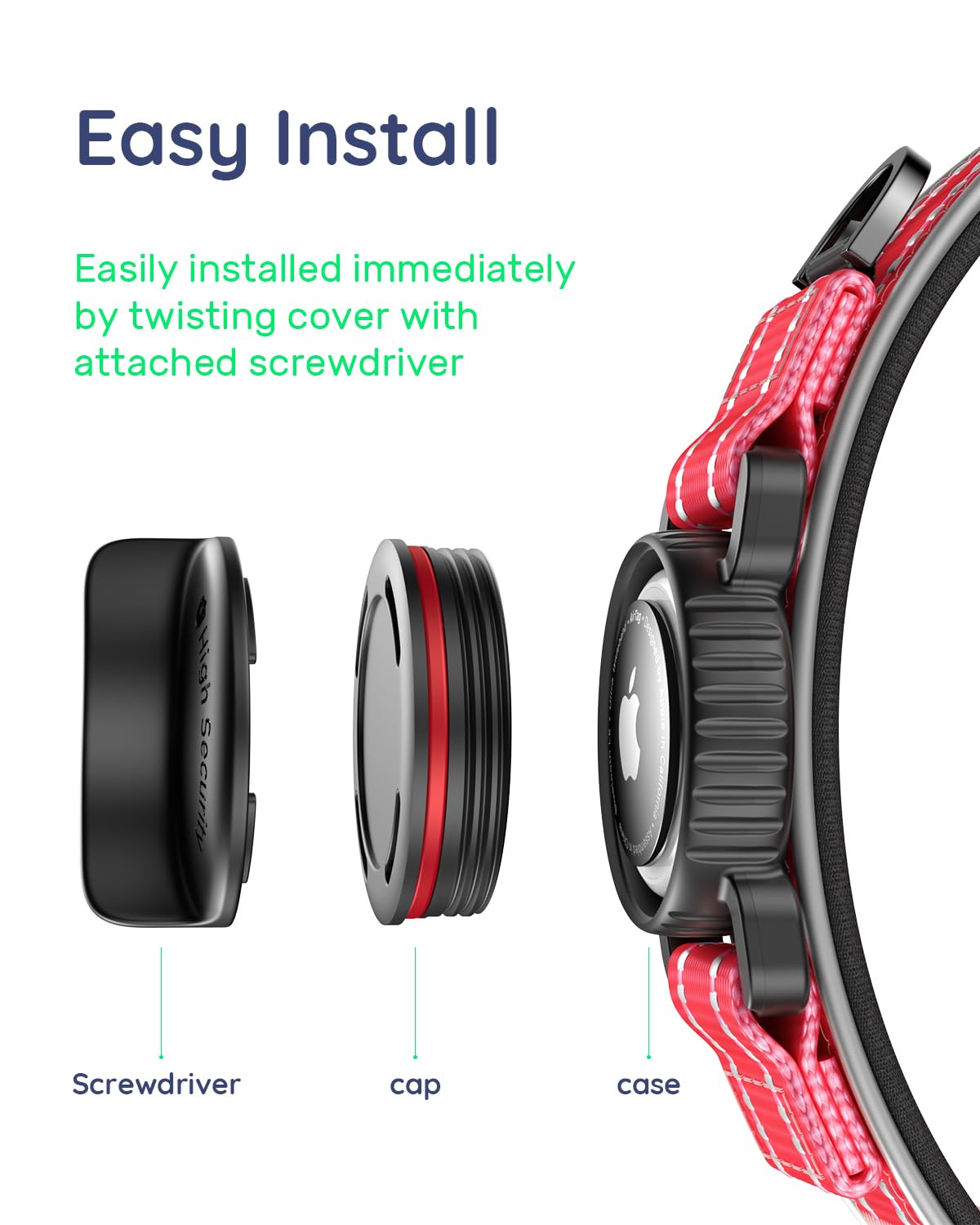 WhoseID Airtag Dog Collar IPX8 waterproof design protects AirTag during rain or play.