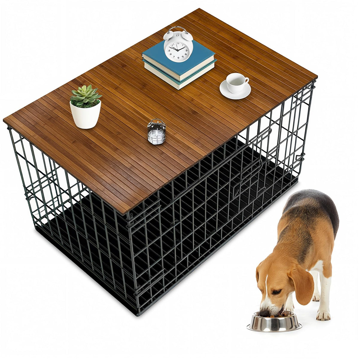 Wibeelee 42x28 dog crate topper assembled, stylish surface for lightweight decor
