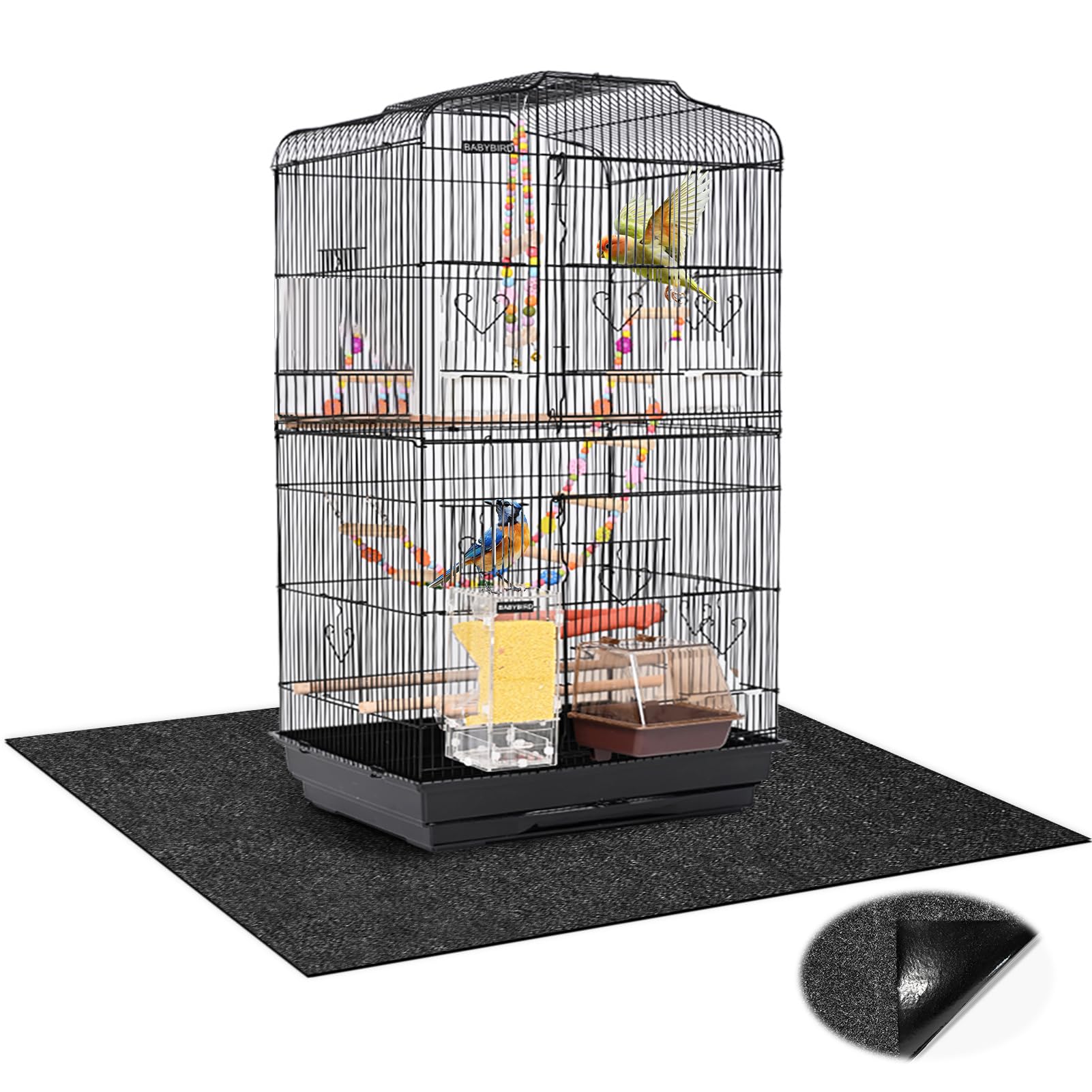 Wibeelee bird cage mat 48x48 offers full cage coverage with tear-resistant felt.