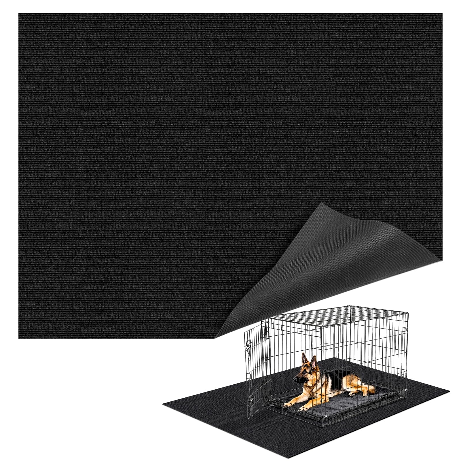 Wibeelee under dog crate mat 46x60 inches covers large crates and protects floors.