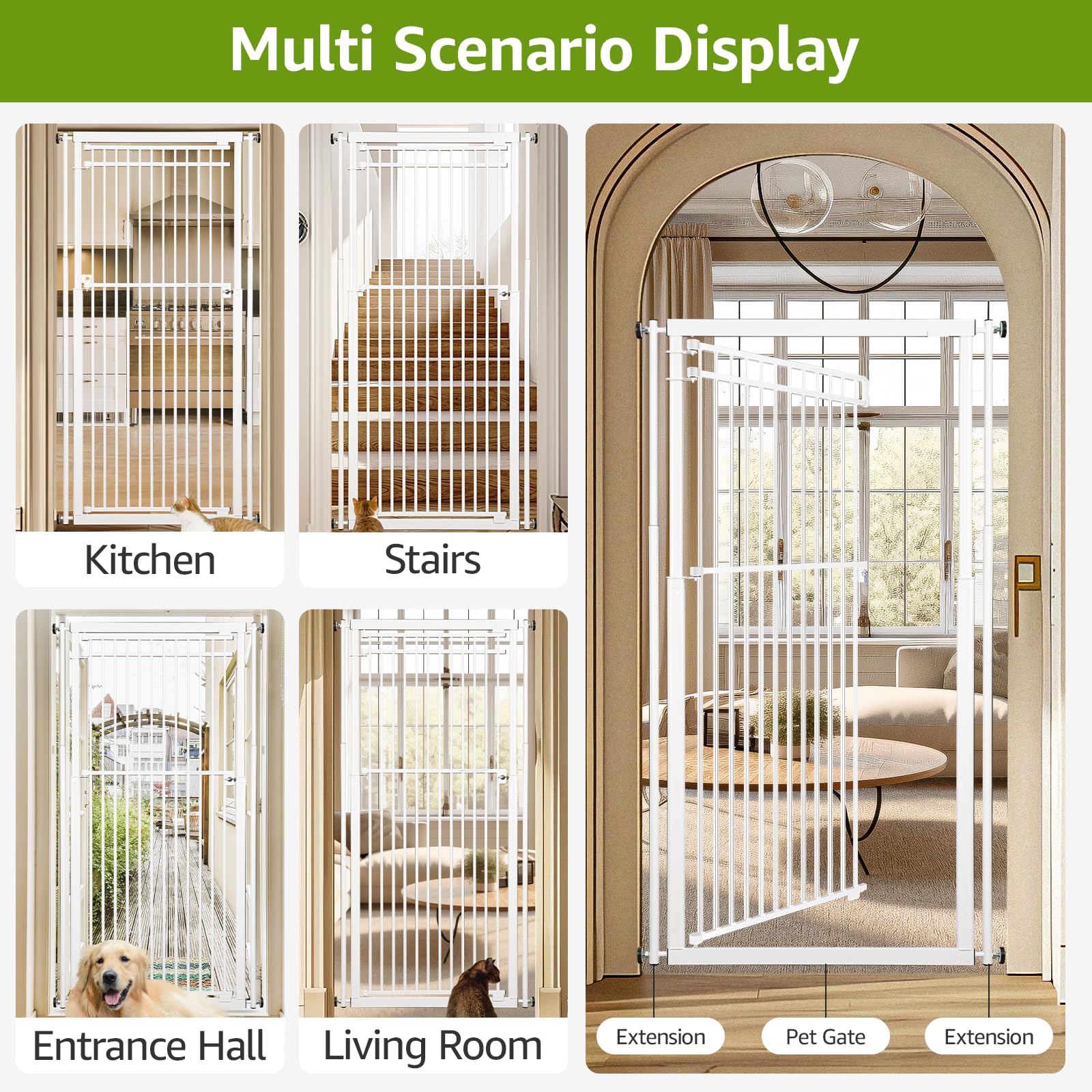 WIDERSAFER gate supports pets up to 100 pounds with robust construction.