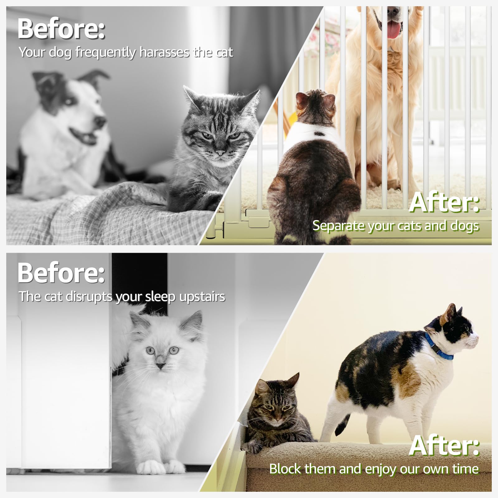 WIDERSAFER pressure-mounted cat gate during installation, no drilling required.