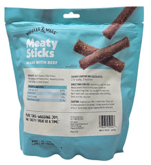 Wiggles & Wags beef meaty sticks resealable bag open and close demonstration.