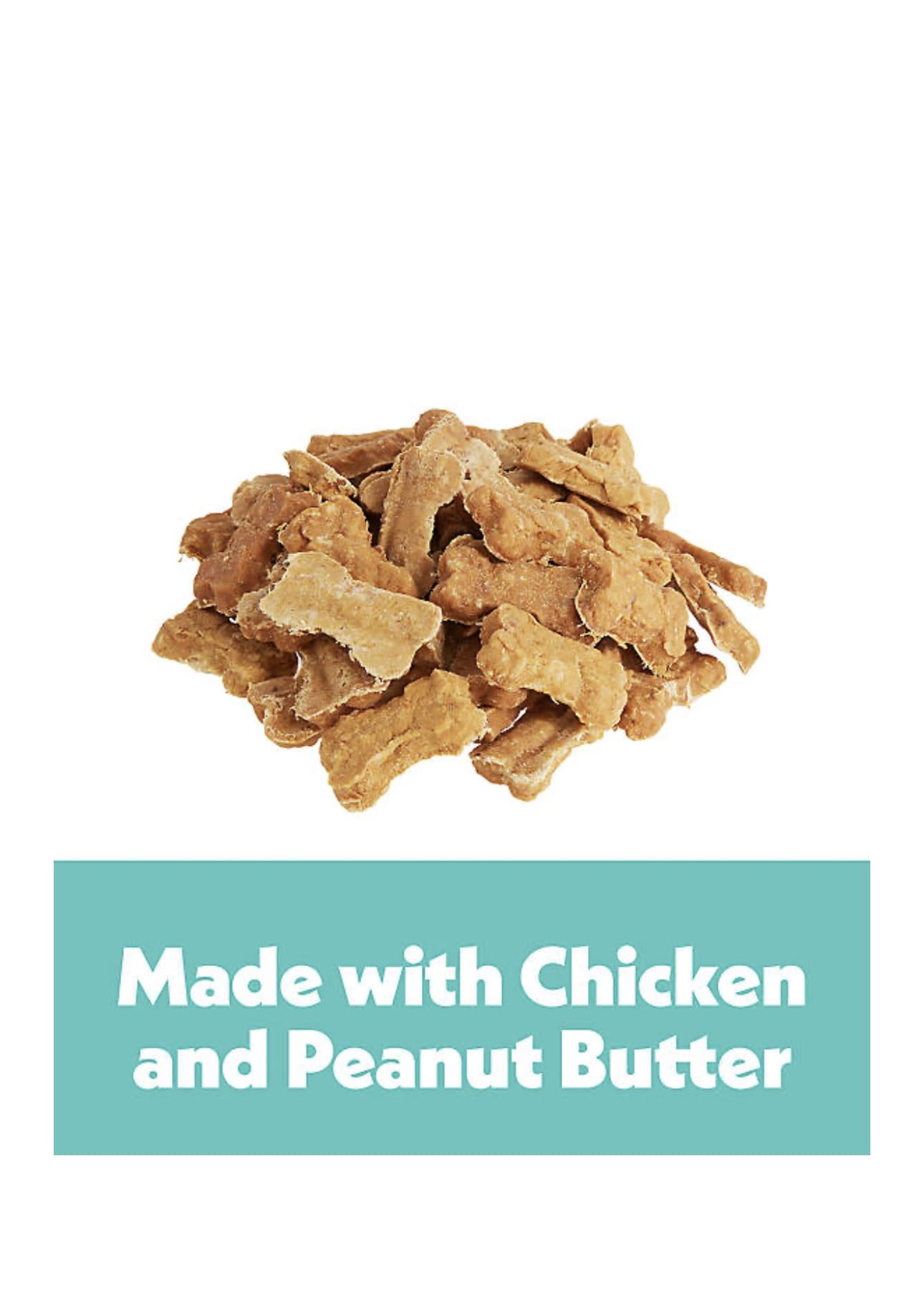 Wiggles & Wags Chewy Bones peanut butter aroma motivates during training.