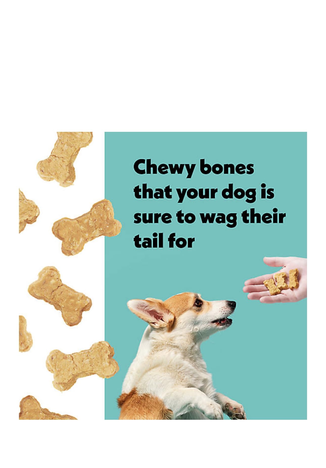Wiggles & Wags Chewy Bones resealable bag preserves freshness between uses.