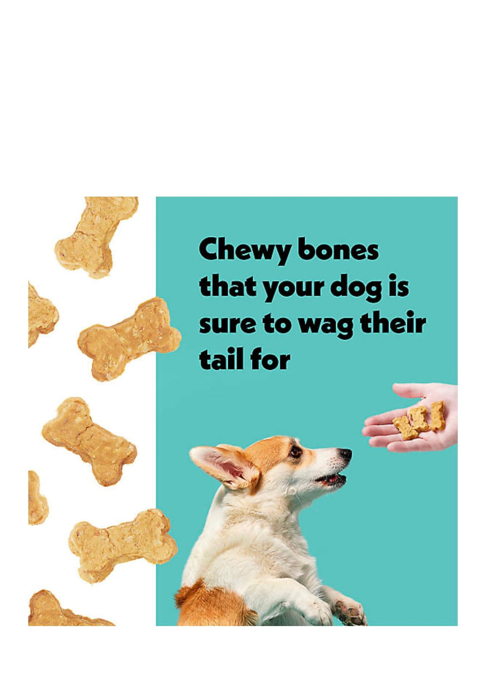 Wiggles & Wags Chewy Bones resealable bag preserves freshness between uses.