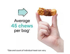 Wiggles Wags Chicken Apple Twists chewy texture showcases soft bite for easy snacking