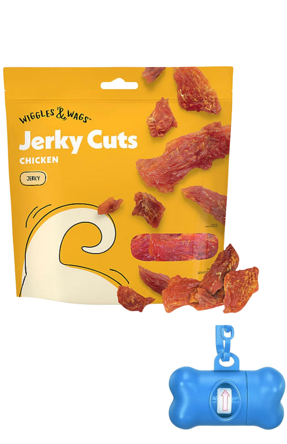 Wiggles & Wags chicken jerky cuts 16oz bag for tasty training rewards.