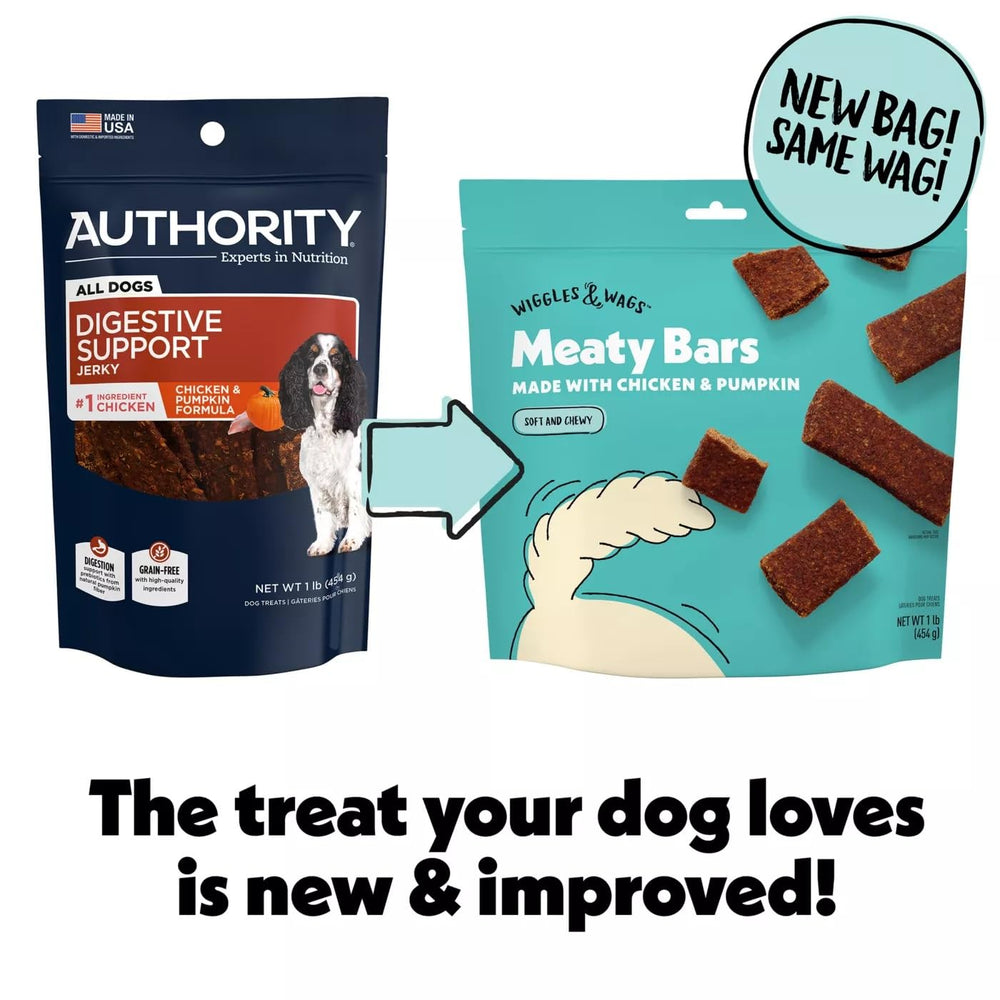 Wiggles & Wags Meaty Bars closeup highlights soft chewy texture.
