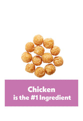 Wiggles & Wags chicken rice protein balls bite-size portions for all dog sizes.