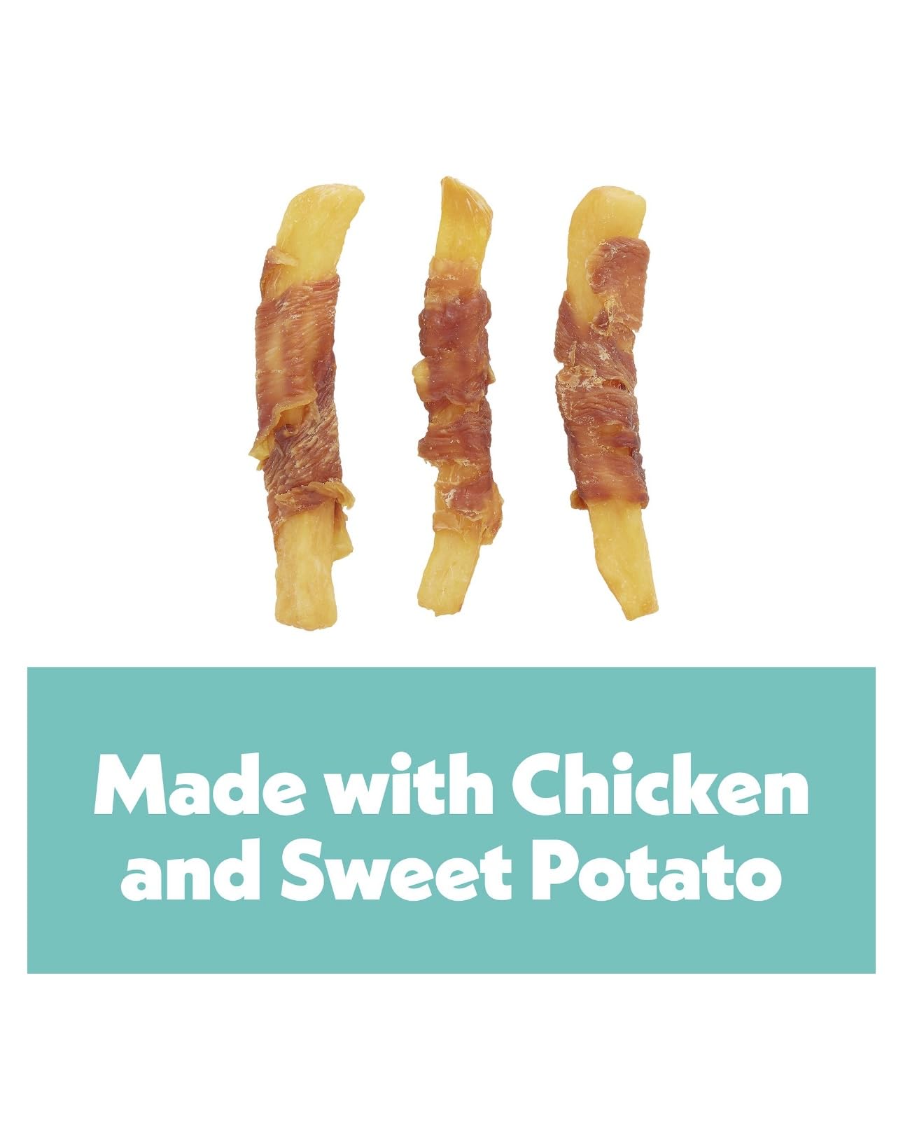 Wiggles & Wags Twists feature real chicken center wrapped around sweet potato for savory flavor.
