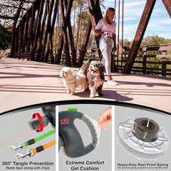 WIGZI color-coded orange and green leads help you identify each dog