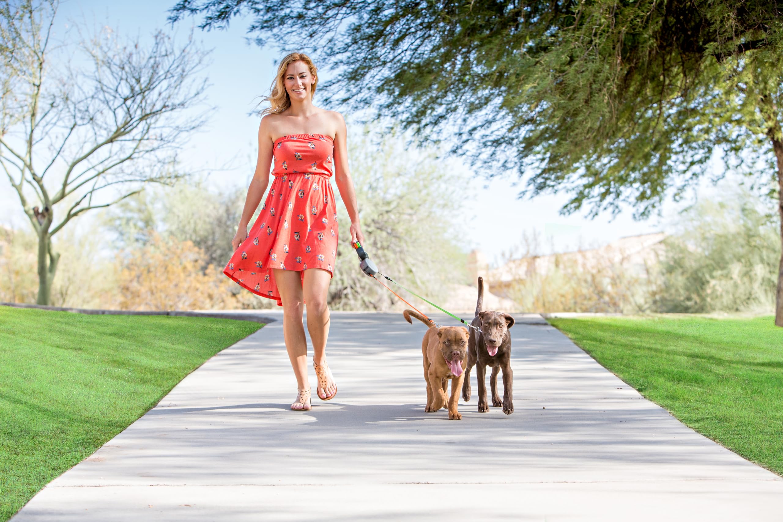 WIGZI Dual Doggie reflective leads enhance night visibility during strolls.