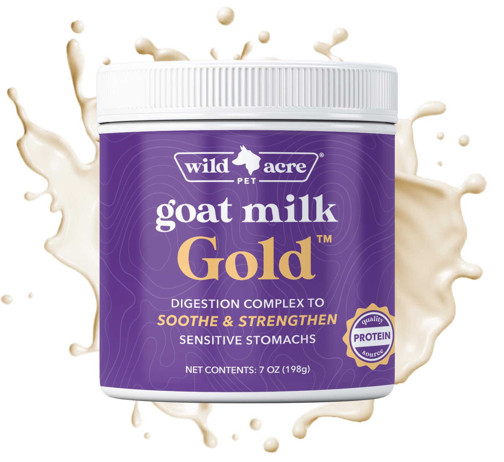 Wild Acre Goat Milk Powder dog bowl-serve demonstrates easy mixing for a tasty supplement.