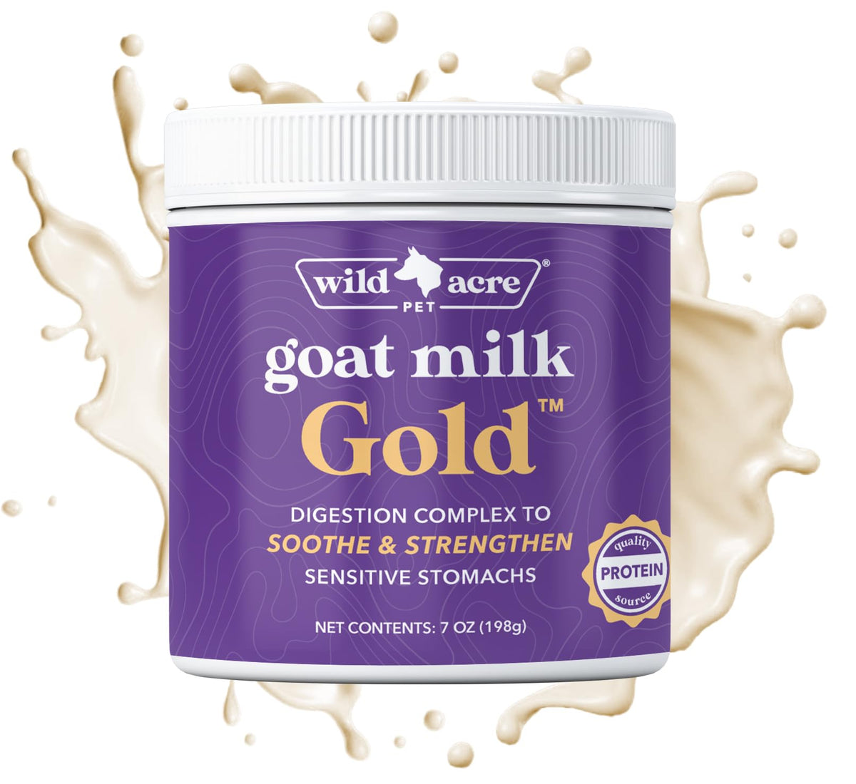Wild Acre Goat Milk Powder dog bowl-serve demonstrates easy mixing for a tasty supplement.