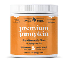 Wild Acre pumpkin powder sprinkled on dog bowl for digestive-supporting meal