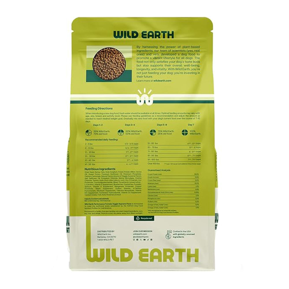 Wild Earth Veggie Supreme flavor close-up kibble, appealing aroma for picky eaters.