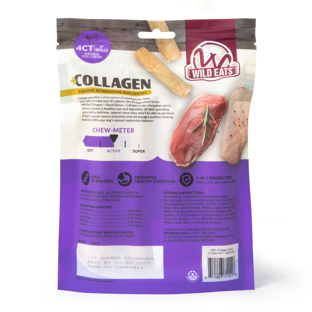 Wild Eats duck-flavor cheek roll closeup highlighting chewy texture for training