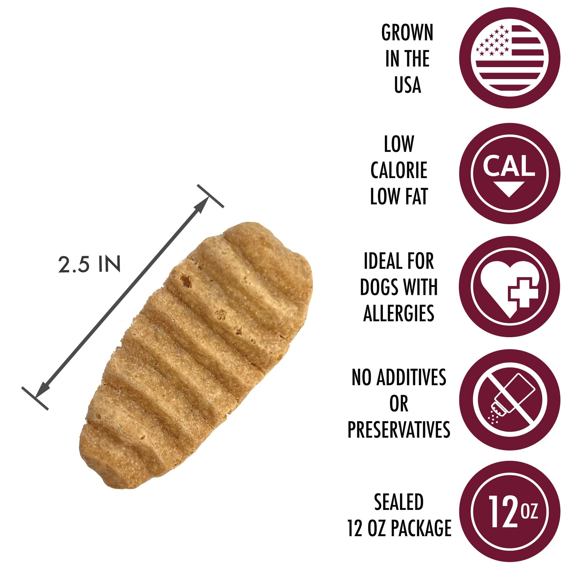 Wild Eats low-fat low-calorie treats bag view emphasizes lighter indulgence for dogs.