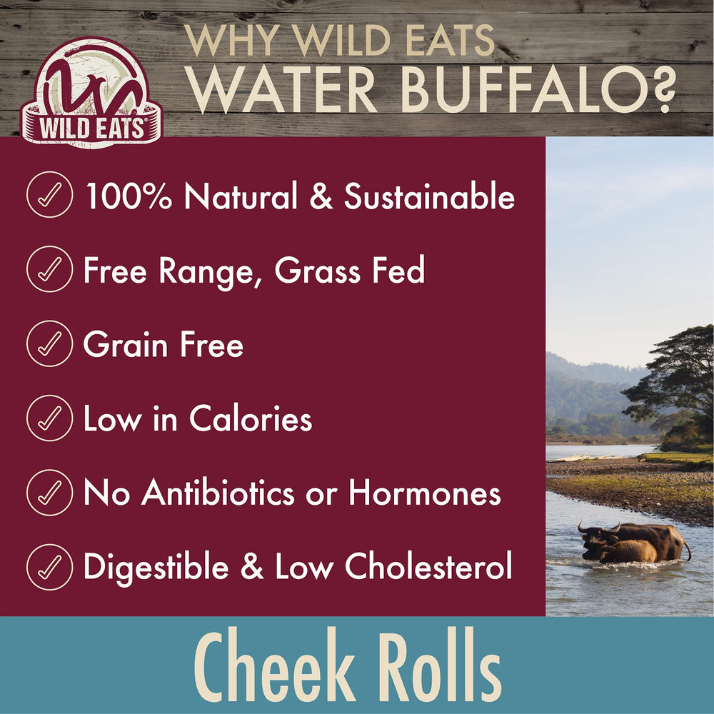 Wild Eats Water Buffalo Cheek Roll alternative to pig ears.