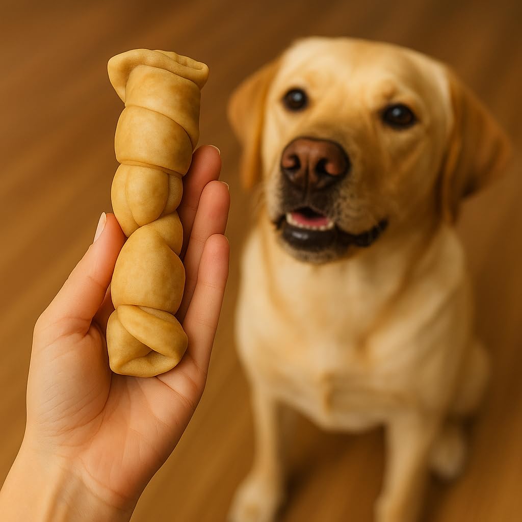 Wild Eats Water Buffalo Cheek Roll durable chew for large dogs during chew sessions.