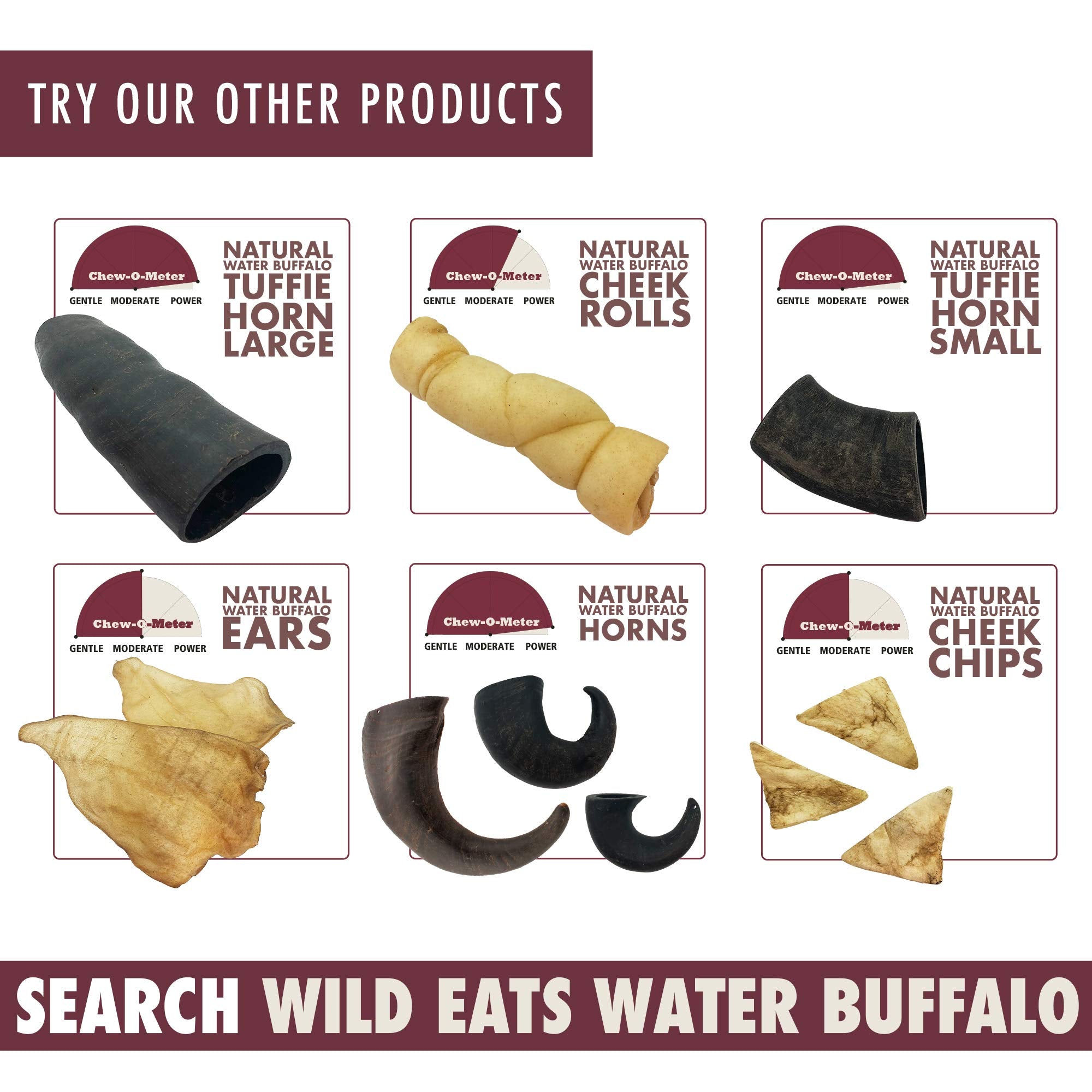 Wild Eats Water Buffalo Cheek Roll protein-rich dog chew.