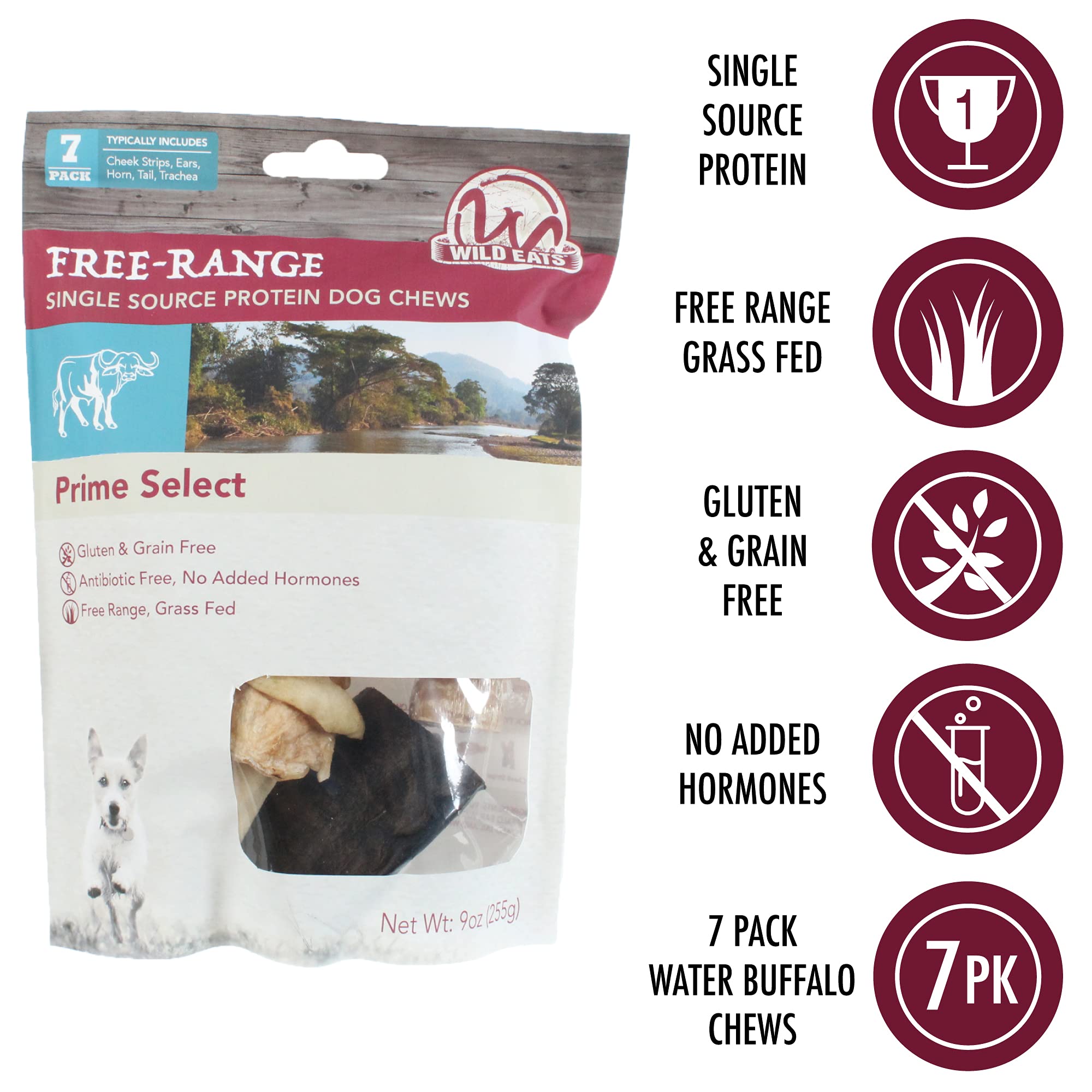 Wild Eats water buffalo horn chew, strong texture for satisfying chewing.