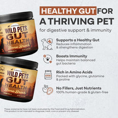 Wild Foods Dog Bone Broth Powder dissolving in water suggests easy hydration and meal mixing.