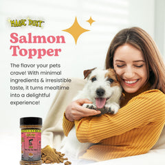 Wild Meadow Farms Salmon Jerky Topper kibble-bowl enhances flavor and texture during mealtime