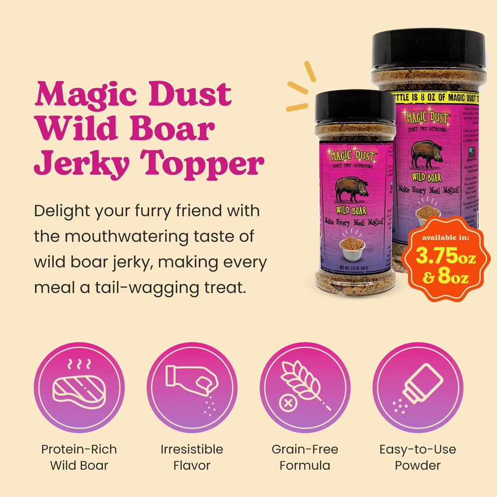 Wild Meadow Farms Magic Dust sprinkled on kibble showing crunchy texture appeal
