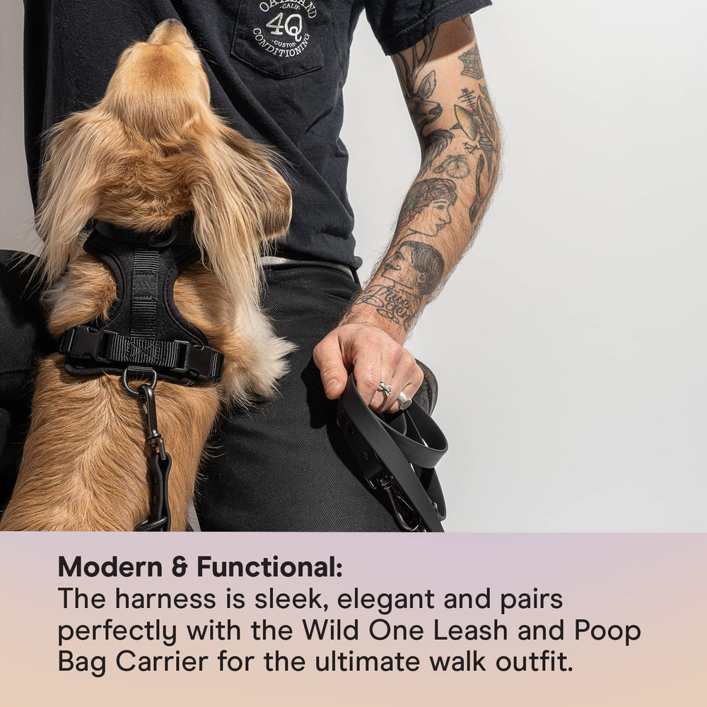 Wild One dog harness soft padding reduces rubbing and chafing during walks.