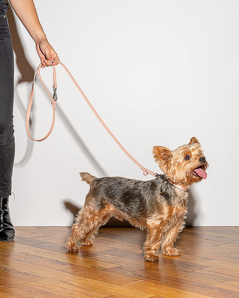 Wild One leash small pink hardware enables easy adjustments on the go