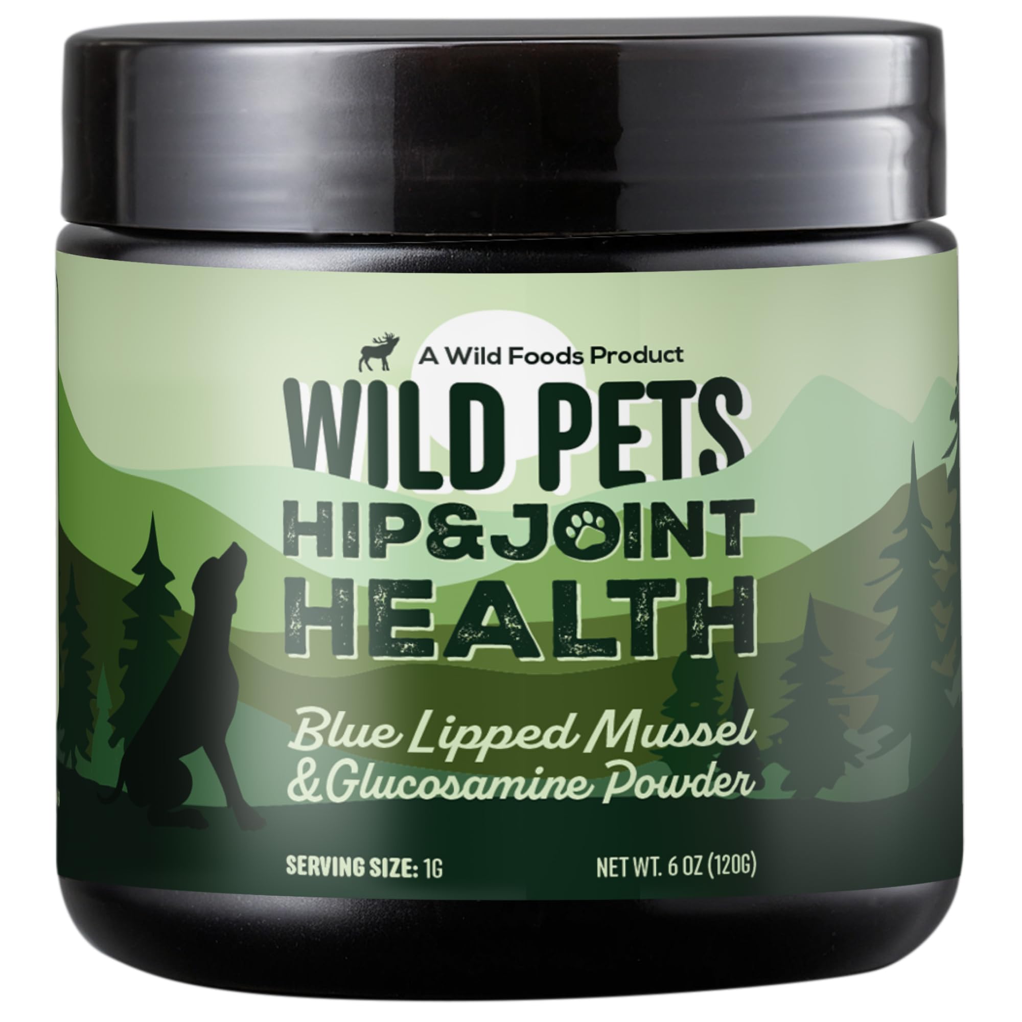 Wild Pets Blue Lipped Mussel bottle showing high-protein joint support for dogs.