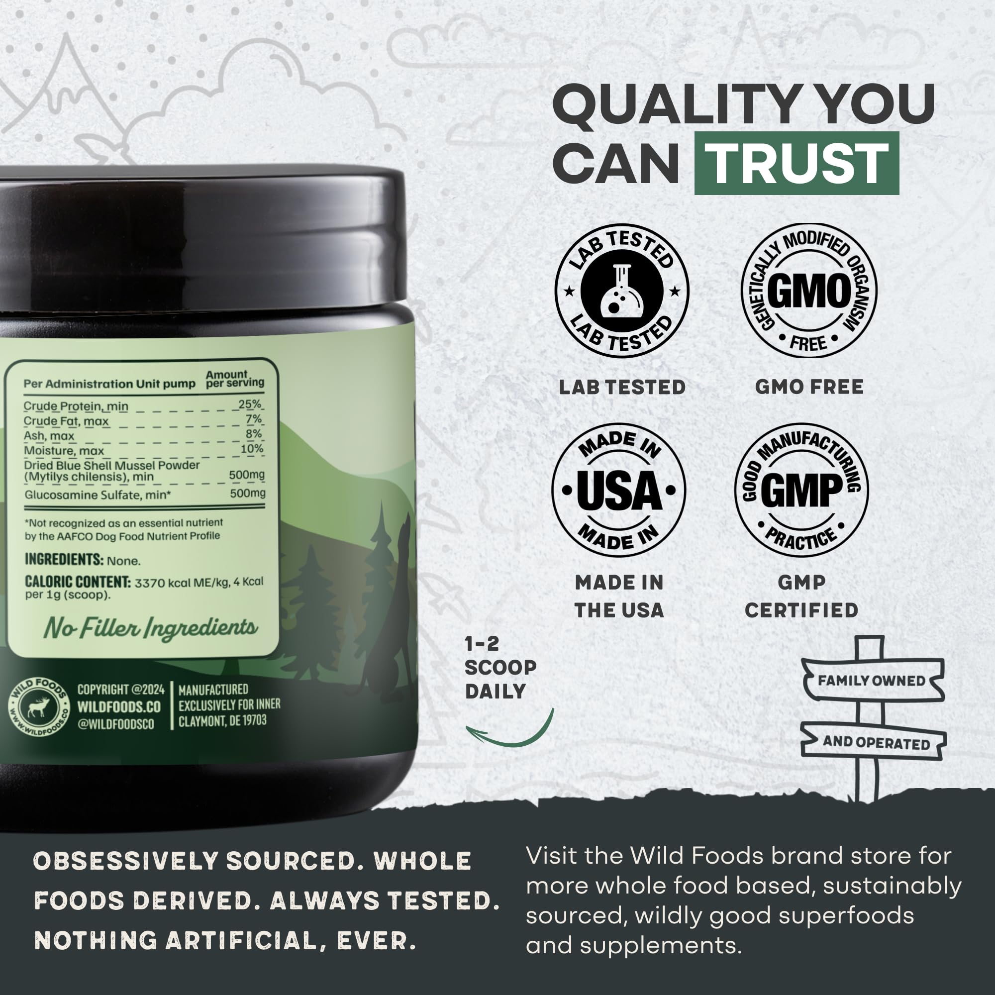 Wild Pets kibble-topper-mix provides easy daily joint nutrition with meals.