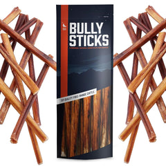 Wild Wolf Angus Bully Stick end view — premium long-lasting chew for dental health and dog enjoyment