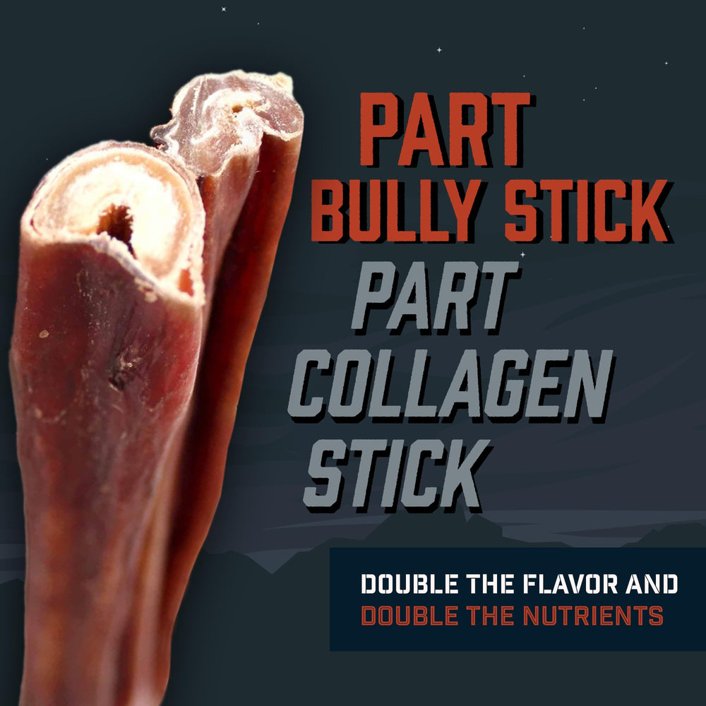 Wild Wolf CollaBully layered closeup shows layered beef pizzle and collagen for chew interest.