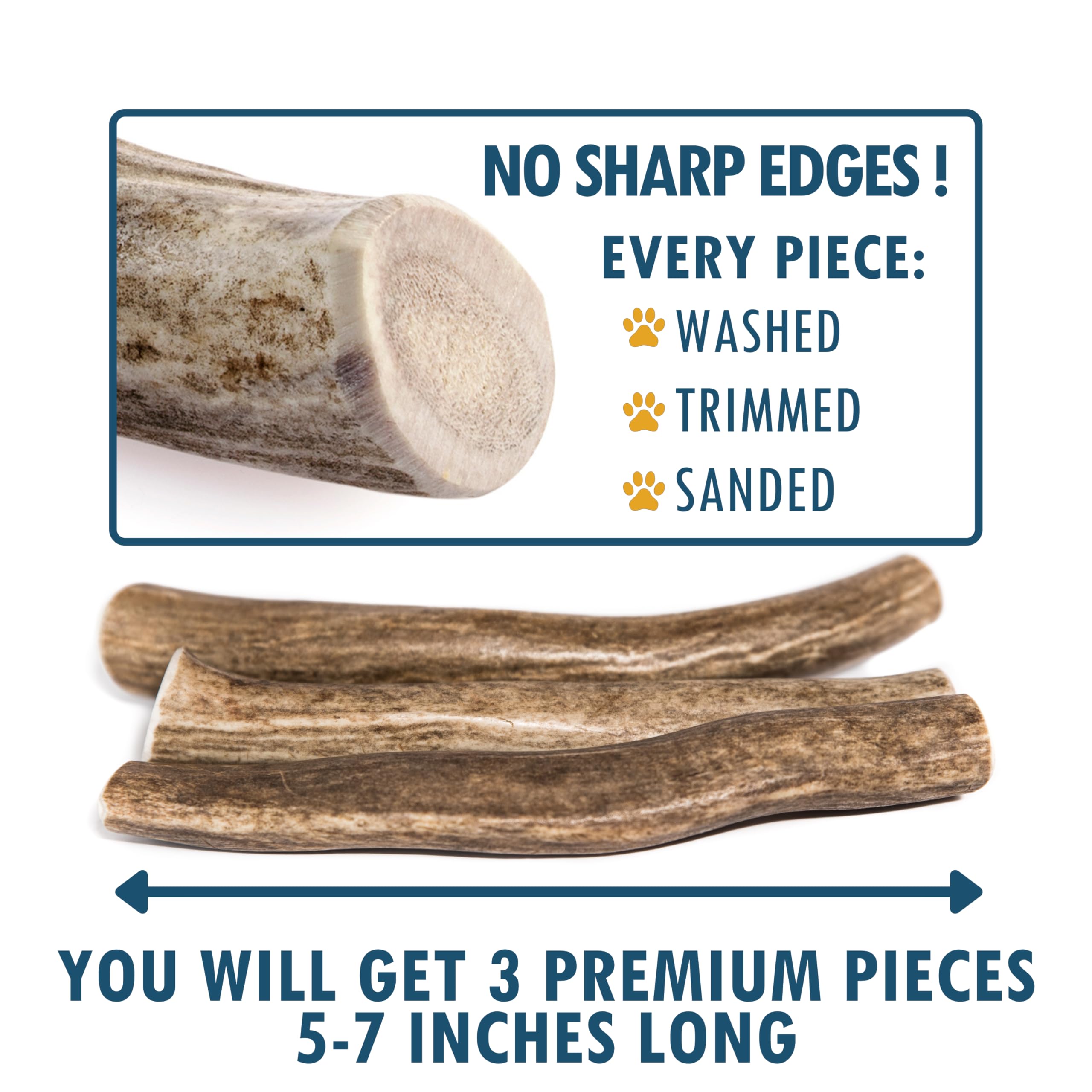 Wildeers natural shed deer antlers, USA-made chews offering mess-free, safe play.
