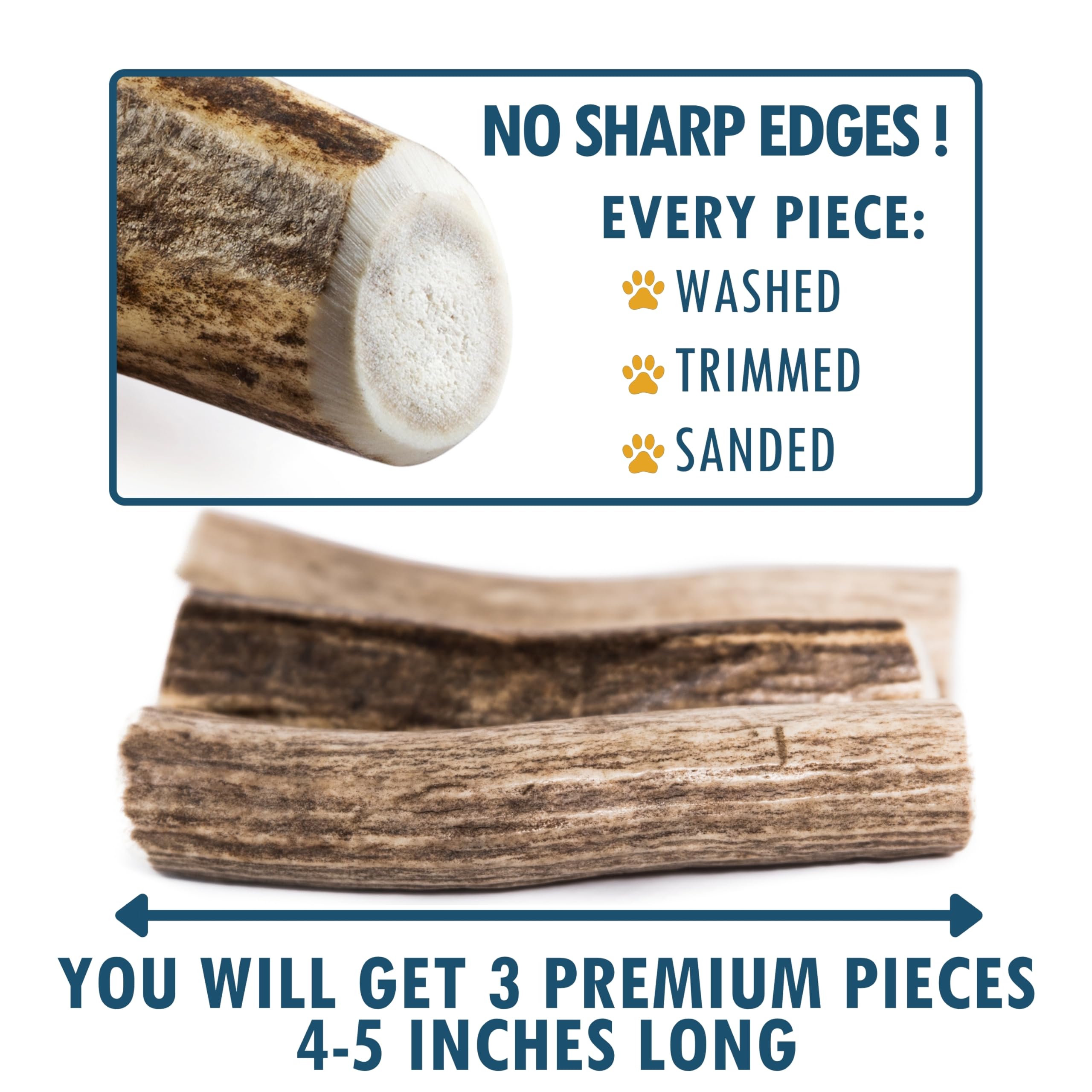 Wildeers Premium Deer Antlers closeup highlights natural texture ideal for satisfying chewers.