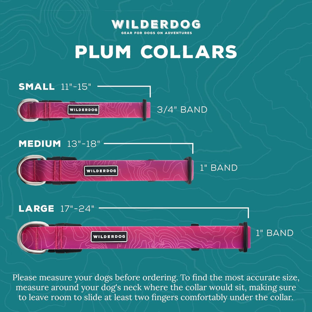 Wilderdog adjustable strap close-up with sizing chart for proper fit