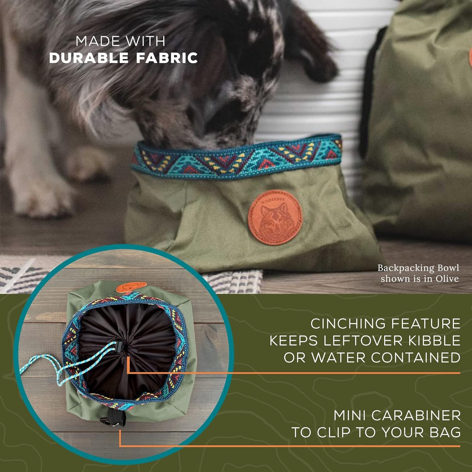 Wilderdog bowl tucked beside gear in a backpack system